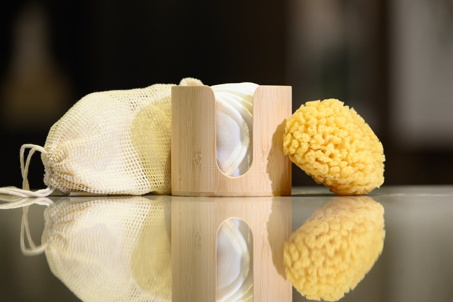 bamboo facial rounds+holder
